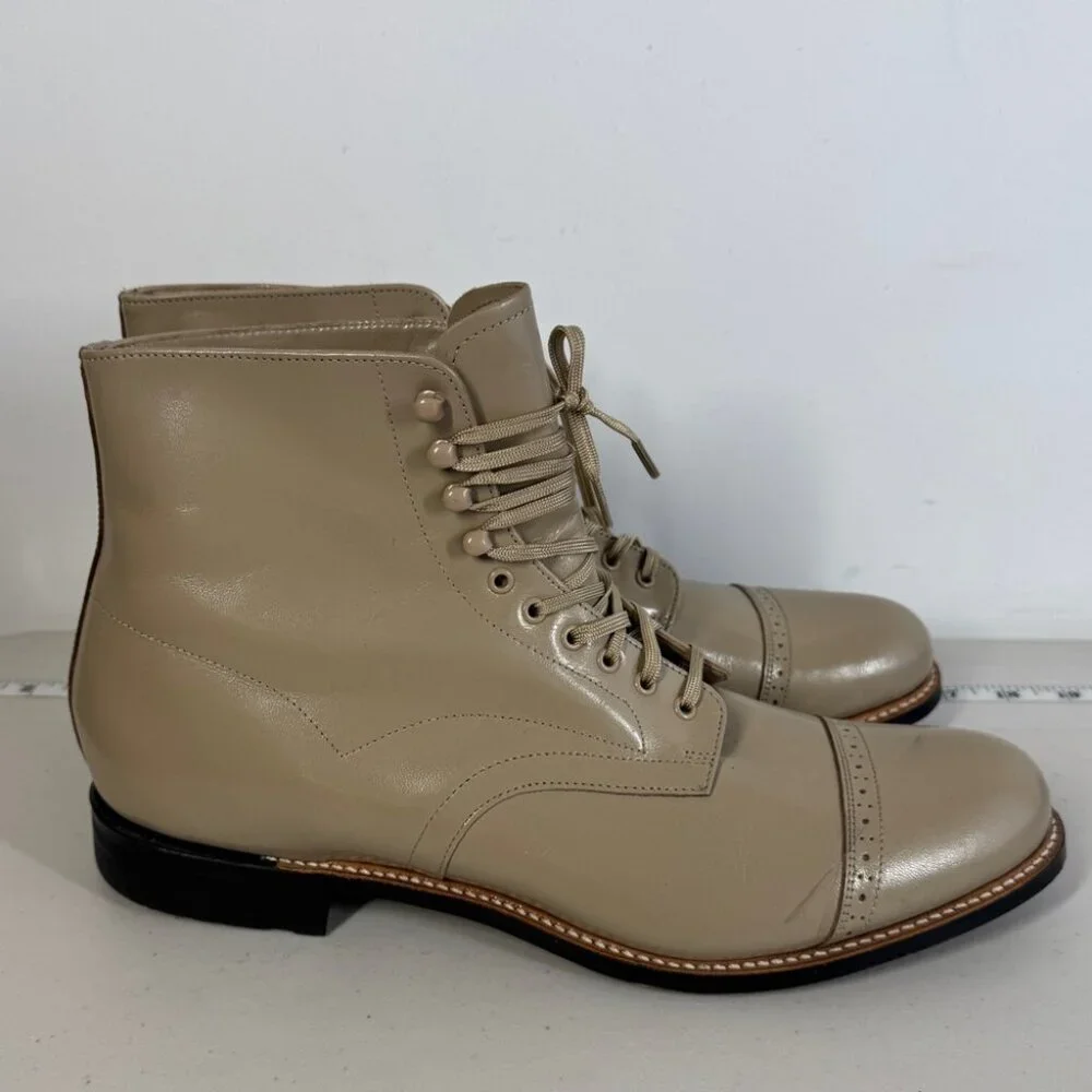 Stacy Adams Leather Upper Cap Toe Lace Up Boots Size 10 D Dress Shoes Formal